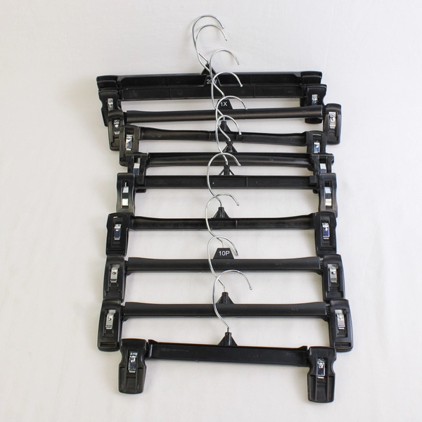 Mixed Lot of 10 Black Plastic Retail Pants Skirt Hangers