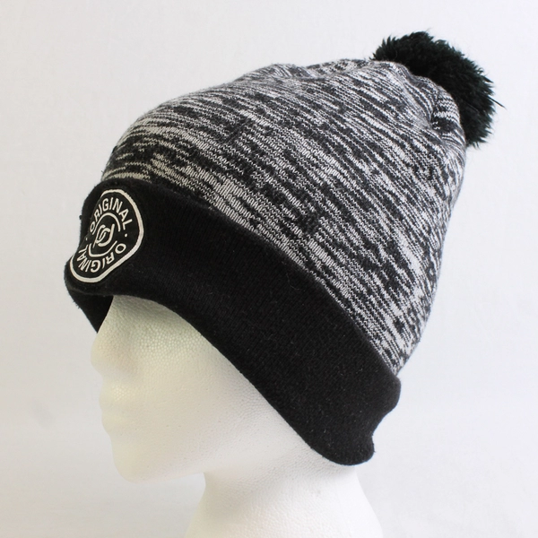 H&M Women’s OS Gray and Black Knit Beanie with Pom Pom