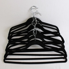 Lot of 10 Black Flocked Clothes Hangers Closet Storage