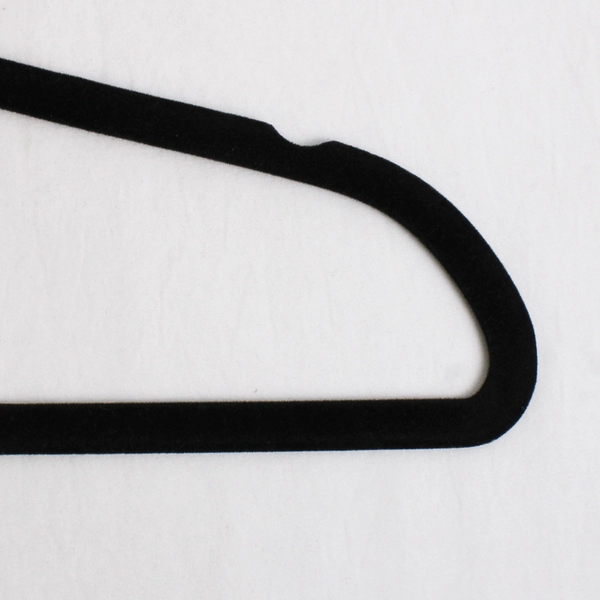 Lot of 10 Black Flocked Clothes Hangers Closet Storage