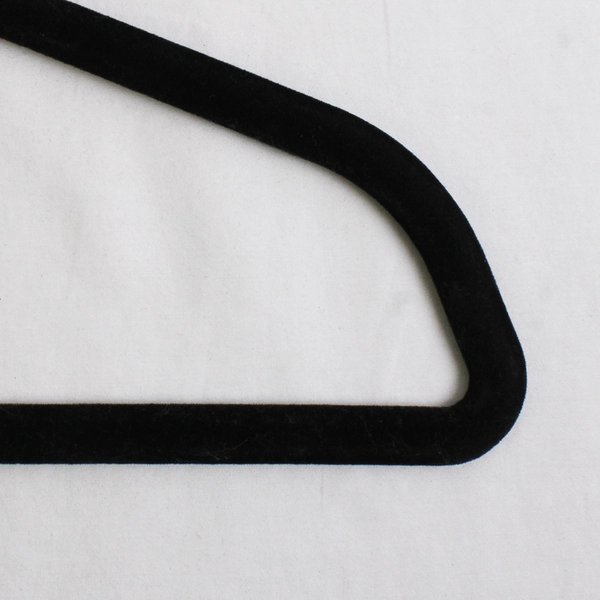 Lot of 10 Black Flocked Clothes Hangers Closet Storage