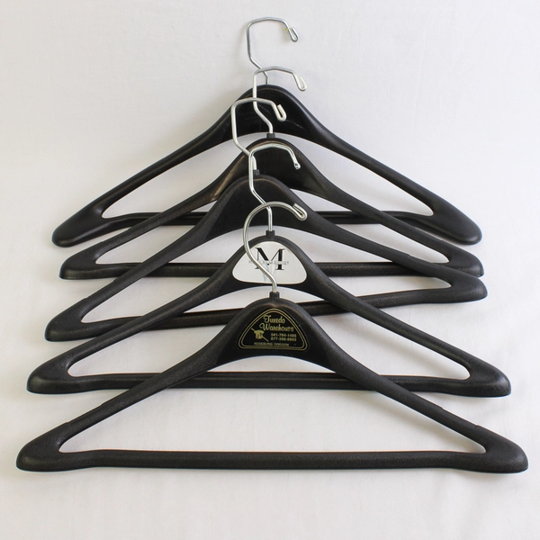 Lot of 5 Black Plastic Suit Hangers Closet Storage