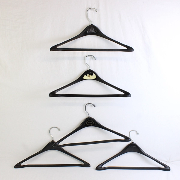 Lot of 5 Black Plastic Suit Hangers Closet Storage Organization
