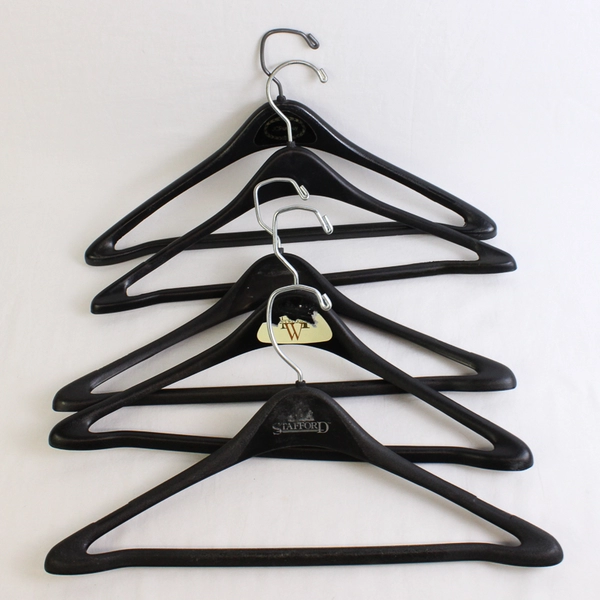 Lot of 5 Black Plastic Suit Hangers Closet Storage Organization