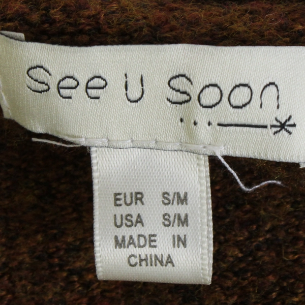 See U Soon Women's S/M Brown Heather Dolman Sleeve Cardigan with Pockets