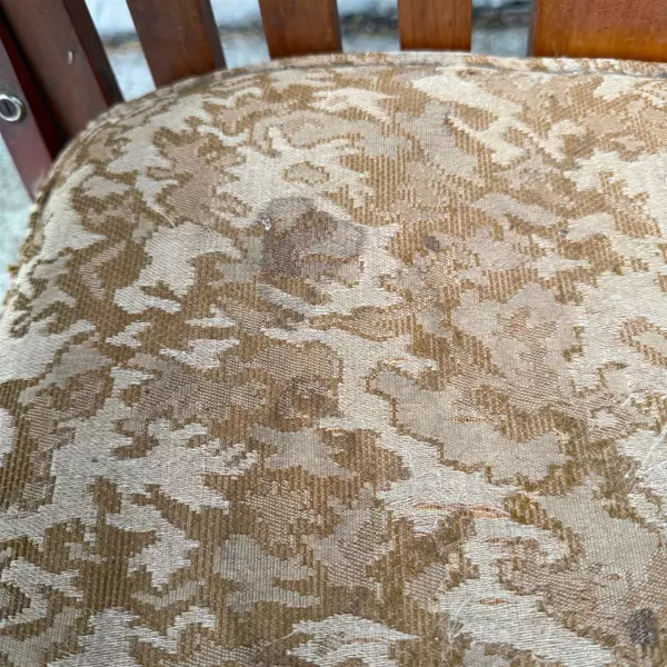 Antique Oak Arts & Crafts Spindle High Back Upholstered Rocking Chair