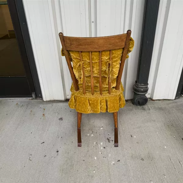 Vintage Children Wooden Rocking Chair Suede Marigold Cushions