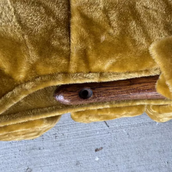 Vintage Children Wooden Rocking Chair Suede Marigold Cushions