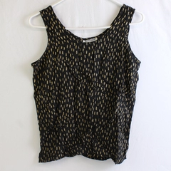 Vintage Ann Taylor Black and Gold Silk Tank Top Women's Size 6