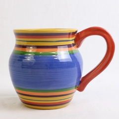 Pacific Rim Santa Fe Hand-Painted Ceramic Mug Yellow Interior FLAWED