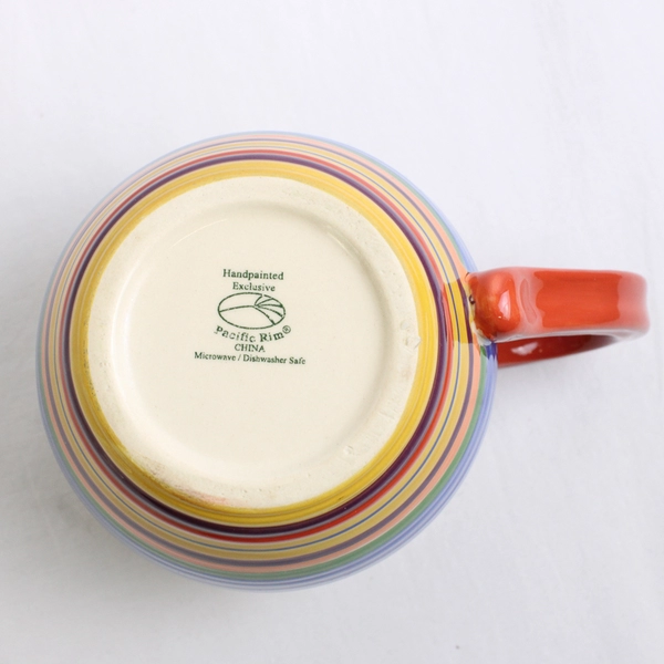 Pacific Rim Santa Fe Hand-Painted Ceramic Mug Yellow Interior FLAWED