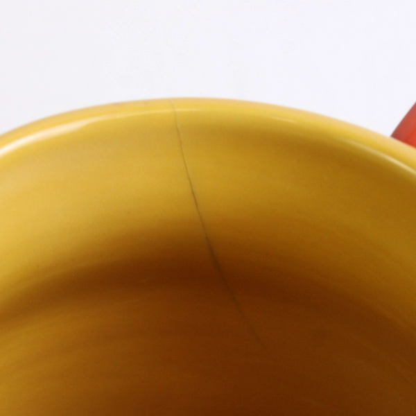 Pacific Rim Santa Fe Hand-Painted Ceramic Mug Yellow Interior FLAWED