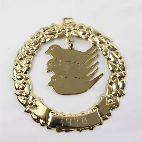 Lot of 2 Vintage Classic Brass Bell Dove Wreath Christmas Ornaments