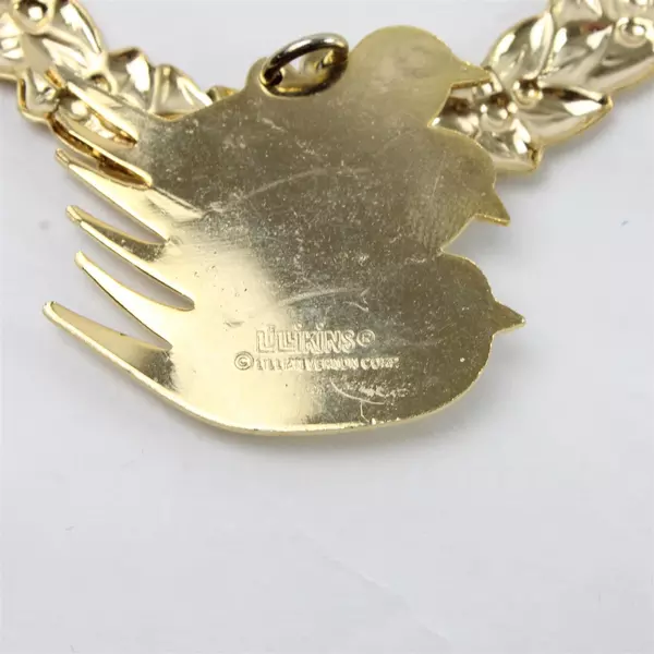 Lot of 2 Vintage Classic Brass Bell Dove Wreath Christmas Ornaments