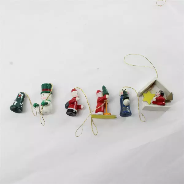 Lot of 16 Vintage Miniature Wooden Christmas Tree Ornaments Hand-Painted