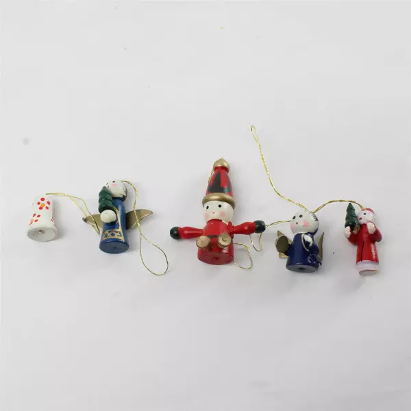 Lot of 16 Vintage Miniature Wooden Christmas Tree Ornaments Hand-Painted