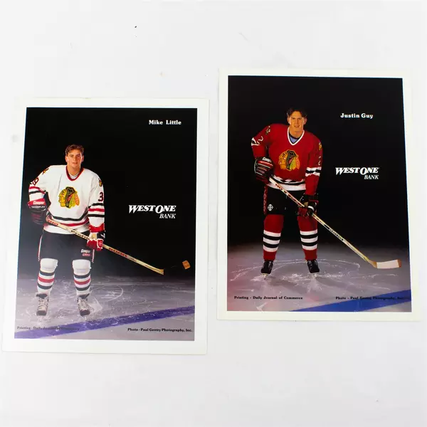 Lot of 2 Portland Winterhawks 8x10 Photos Mike Little Justin Guy
