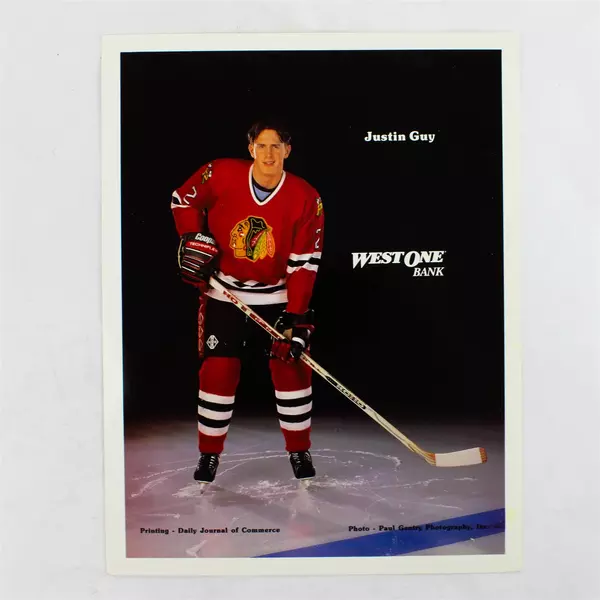 Lot of 2 Portland Winterhawks 8x10 Photos Mike Little Justin Guy