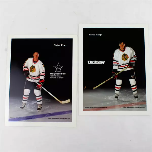 Lot of 2 Portland Winterhawks 8x10 Photos Kevin Haupt Nolan Pratt