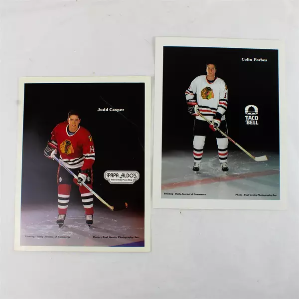 Lot of 2 Portland Winterhawks 8x10 Photos Judd Casper & Colin Forbes
