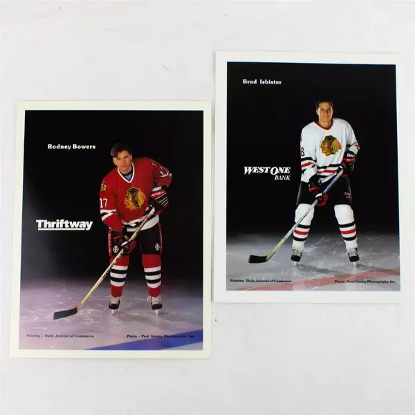 Lot of 2 Portland Winterhawks 8x10 Photos Rodney Bowers Brad Isbister