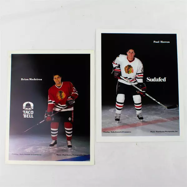Lot of 2 Portland Winterhawks 8x10 Photos Paul Herron & Brian Medeiros