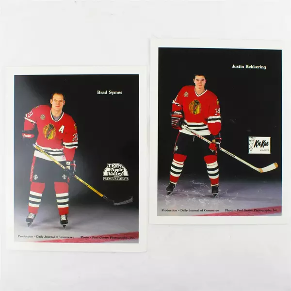 Lot of 2 Portland Winterhawks 8x10 Photos Brad Symes Justin Bekkering