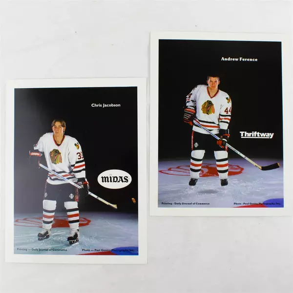 Lot of 2 Portland Winterhawks 8x10 Photos Chris Jacobson Andrew Ference