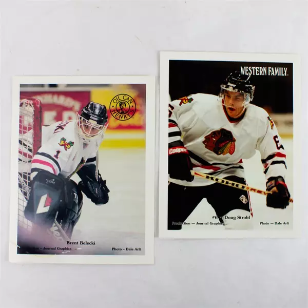 Lot of 2 Portland Winterhawks 8x10 Photos Brent Belecki Doug Strobl Hockey