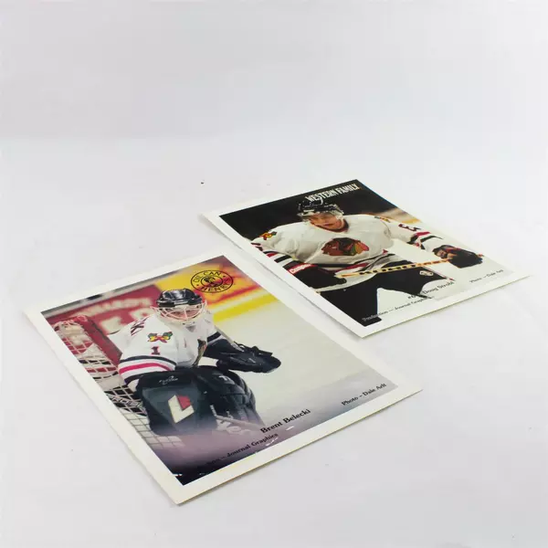 Lot of 2 Portland Winterhawks 8x10 Photos Brent Belecki Doug Strobl Hockey