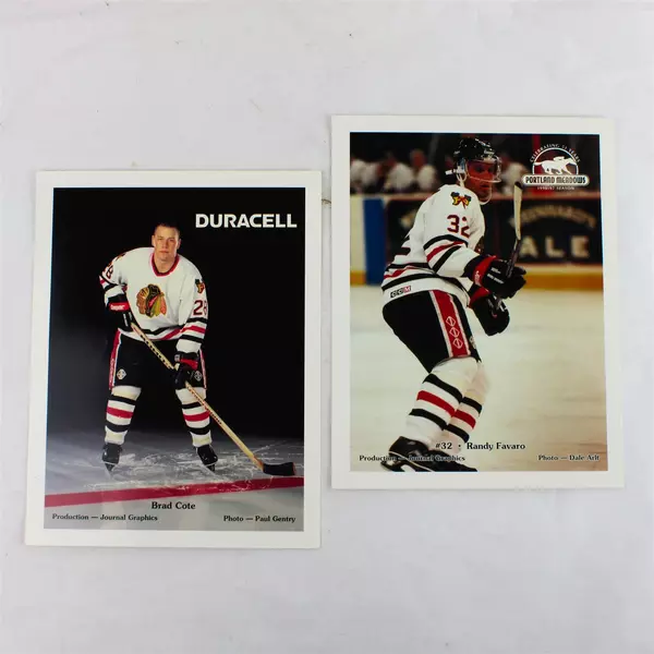 Lot of 2 Portland Winterhawks 8x10 Photos Brad Cote Randy Favaro Vintage