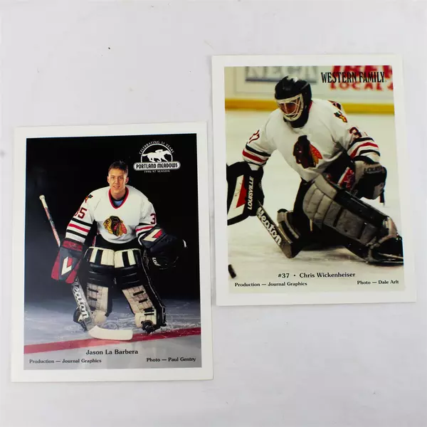 Lot of 2 Portland Winterhawks 8x10 Photos Jason LaBarbera Chris Wickenheiser