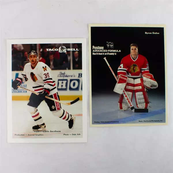 Lot of 2 Portland Winterhawks 8x10 Photos Chris Jacobson Byron Dafoe