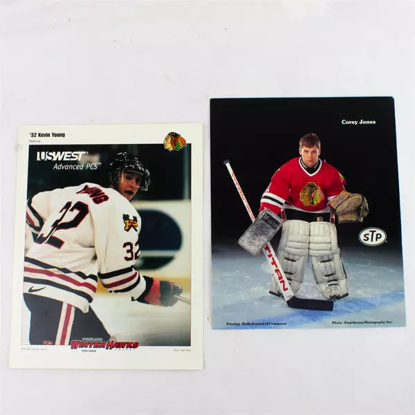Lot of 2 Portland Winterhawks 8x10 Photos Kevin Young & Corey Jones
