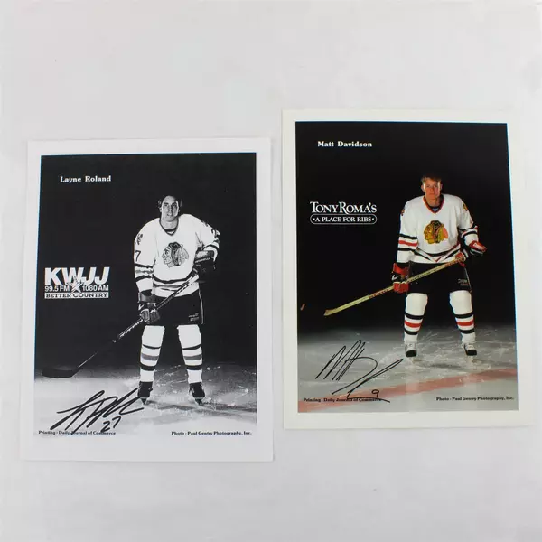 Lot of 2 Portland Winterhawks 8x10 Photos Signed Layne Roland Matt Davidson