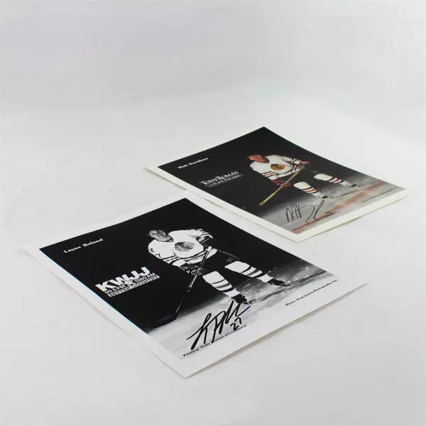 Lot of 2 Portland Winterhawks 8x10 Photos Signed Layne Roland Matt Davidson