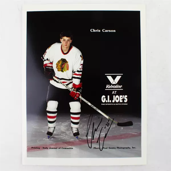 Lot of 2 Portland Winterhawks 8x10 Photos Signed Brad Symes Chris Carson