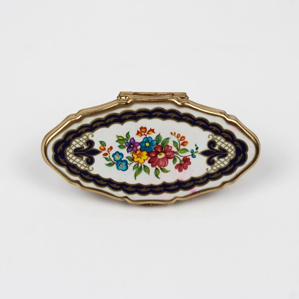 Stratton Gold Lipview Lipstick Case Holder Floral Mirror