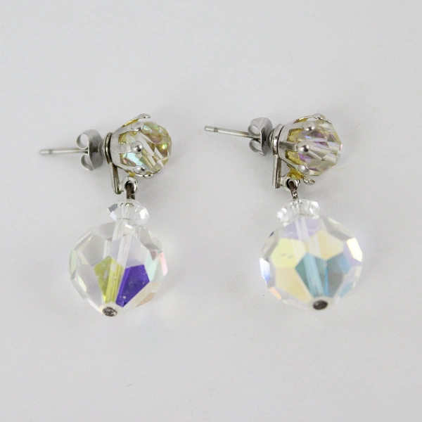 Clear Crystal Dangle Earrings 1.25 Inch
