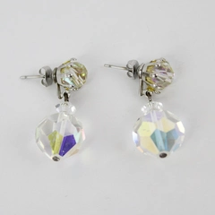 Clear Crystal Dangle Earrings 1.25 Inch