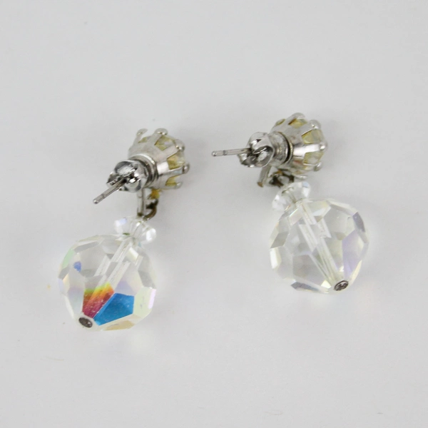 Clear Crystal Dangle Earrings 1.25 Inch