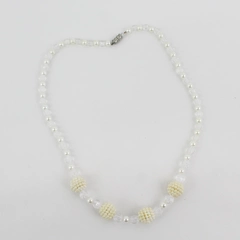 Handmade Faux Pearl And Bead Strand Necklace 21.5 Inch