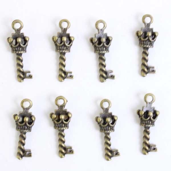 Lot of 12 Miniature 1" & 1.12" Brass Skeleton Key Charms