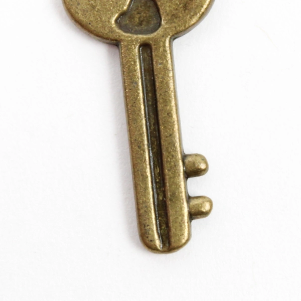 Lot of 17 Miniature Antiqued Gold Heart Key Charms with Love