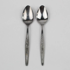 Lot of 2 Interpur INR7 Teaspoon Stainless Steel Silverware Rose Flower Flatware