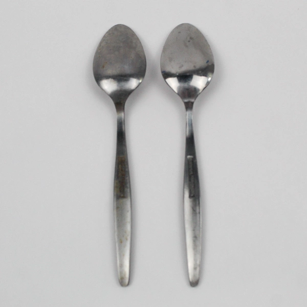 Lot of 2 Interpur INR7 Teaspoon Stainless Steel Silverware Rose Flower Flatware