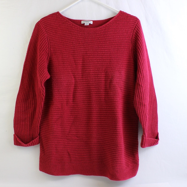 Croft & Barrow Women's M Red Cuffed Sleeve Cable Knit Sweater