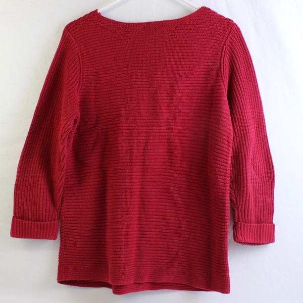 Croft & Barrow Women's M Red Cuffed Sleeve Cable Knit Sweater