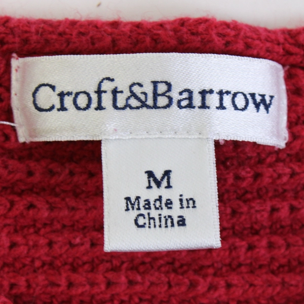 Croft & Barrow Women's M Red Cuffed Sleeve Cable Knit Sweater