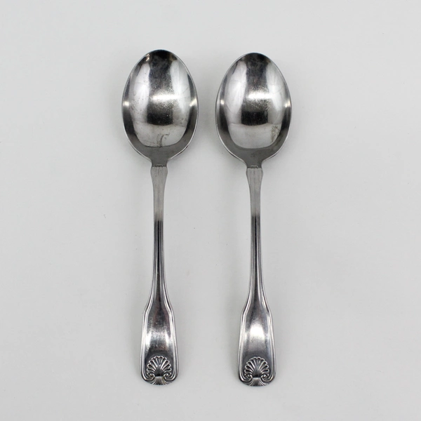 2 Reed & Barton Rebacraft Stainless Colonial Shell II Serving Spoons Korea